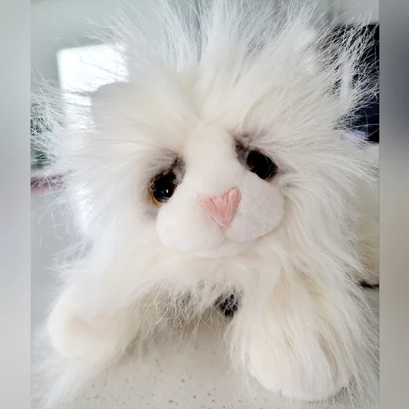 Dakin Lou Rankin FRIENDS White Plush Cat Toy, Long Haired - Picture 5 of 10